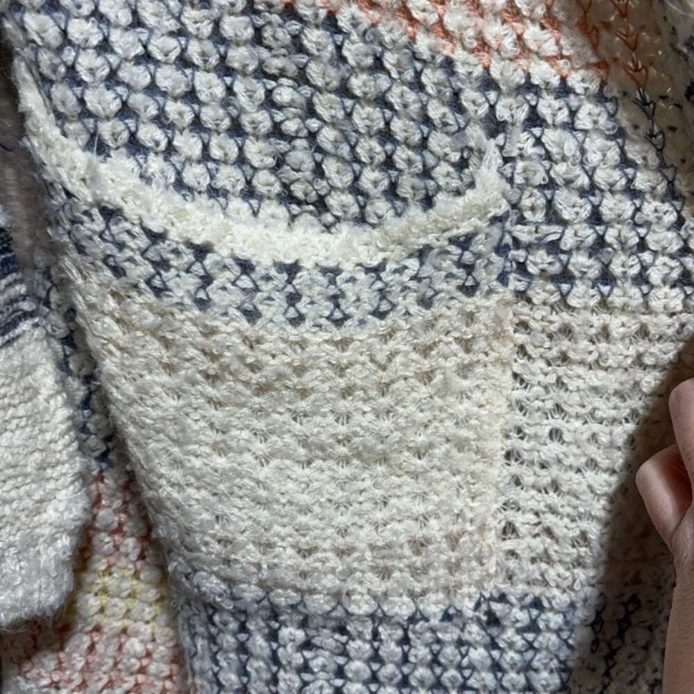 NET.153 Cozy Open Front Knit Cardigan Striped Size S/M - Picture 2 of 9
